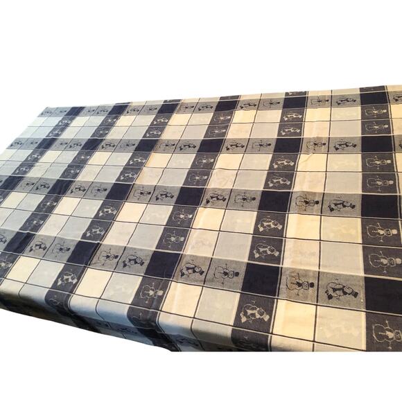 Tablecloth Checkered white and navy blue snowman Christmas table cloth 92 x 54 - Picture 1 of 4